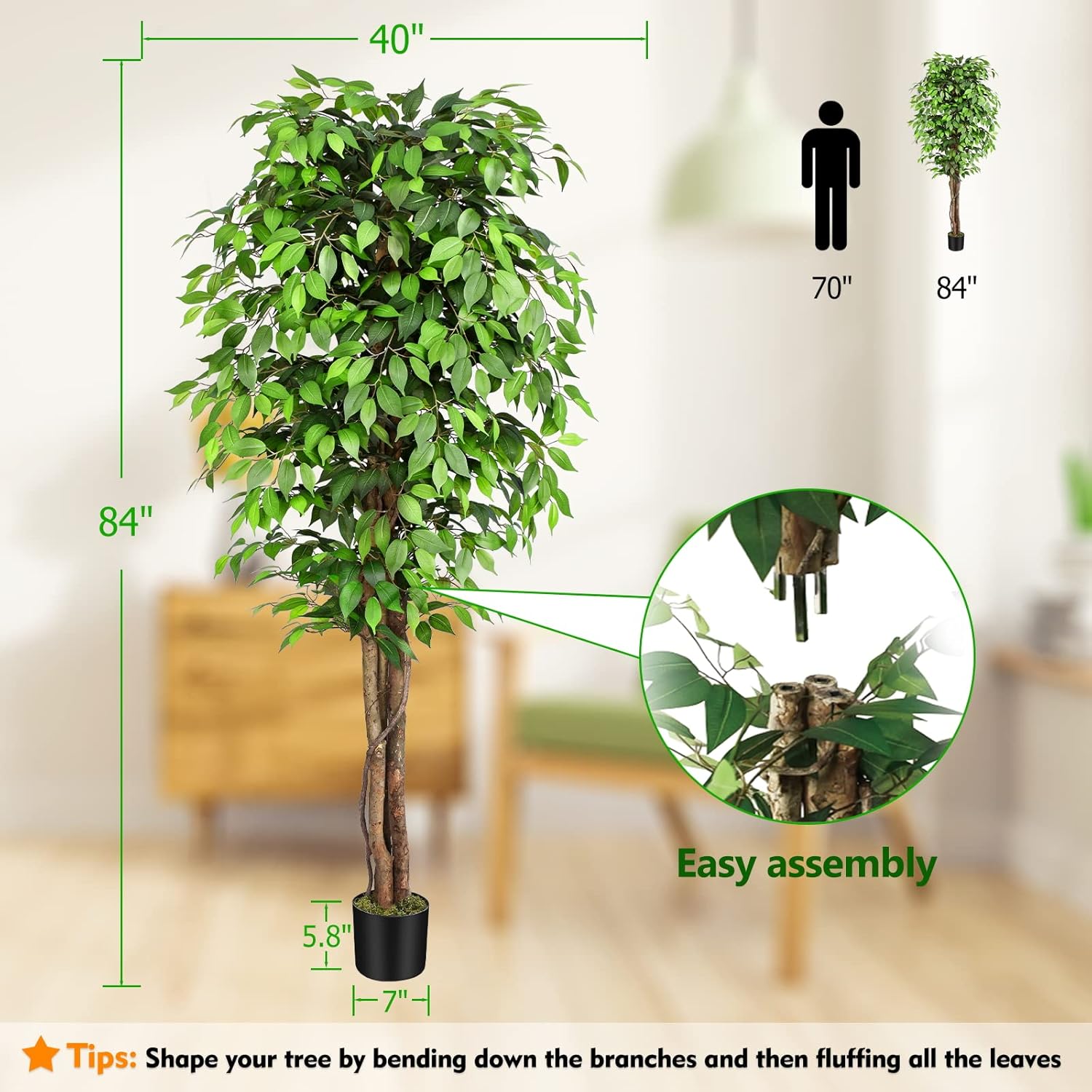 Albero di Ficus Artificiale Re - Ficus Lyrata Tree recensione e prezzo